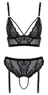 Bralette plus Straps-Slip ouvert im feinen Mix aus Spitze und Powernet