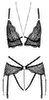 Bralette plus Straps-String ouvert aus Spitze mit Samtdetails