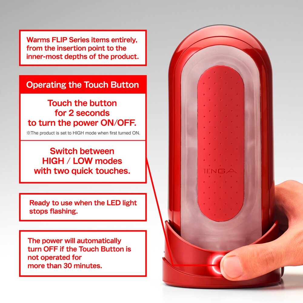 Masturbator plus Heizstab "Flip 0 (Zero) Red Warmer Package"