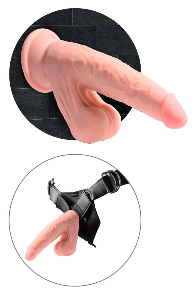 Dildo „Triple Density Cock with Swinging Balls“, hyperrealistisch mit schwingenden Hoden