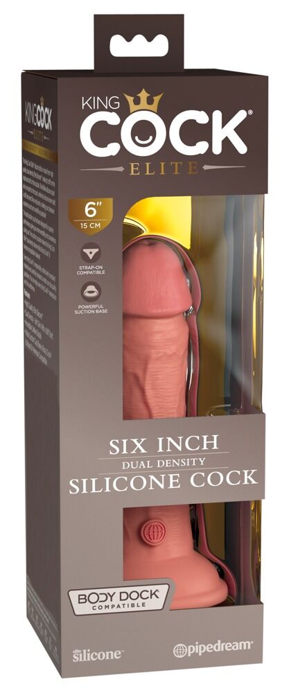 Naturdildo „6“ Dual Density Silicone Cock“ mit extra starkem Saugfuß