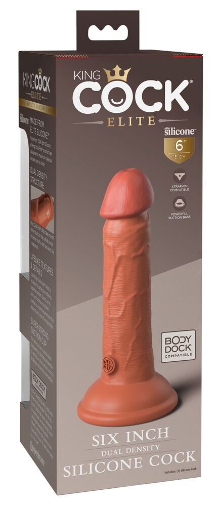 Naturdildo „6“ Dual Density Silicone Cock“ mit extra starkem Saugfuß