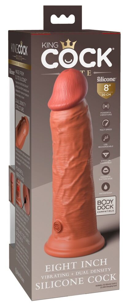 Naturvibrator „8“ Vibrating + Dual Density Silicone Cock“ mit extra starkem Saugfuß