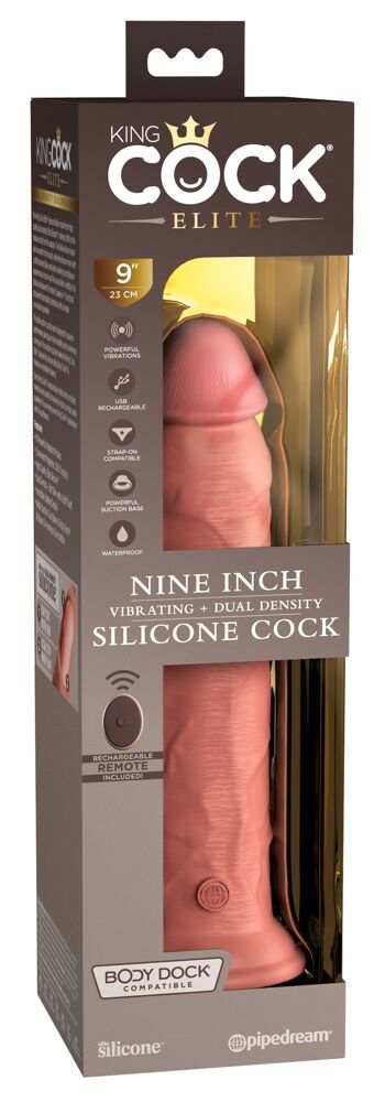 Naturvibrator „9“ Vibrating + Dual Density Silicone Cock with Remote“