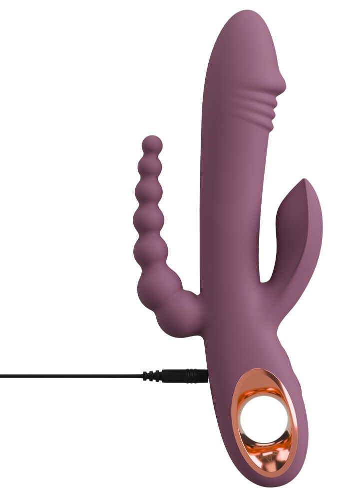 Rabbitvibrator „Slim Triple Plum“ mit Anal-Stimulator