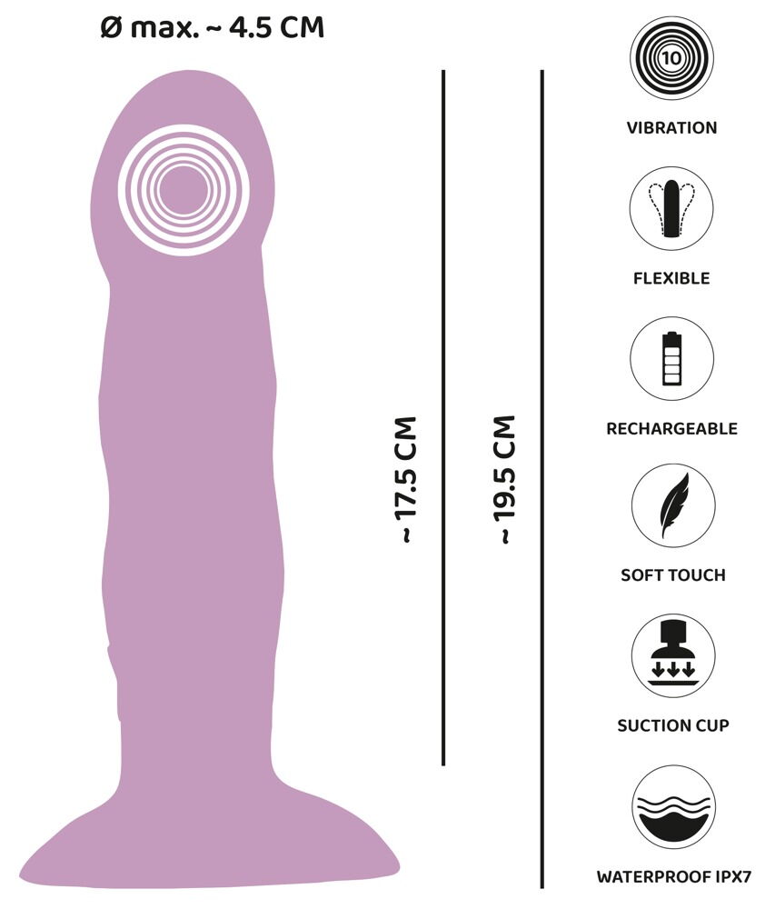 Vibrator „Heart Guy Purple“ mit herzförmigem Saugfuß