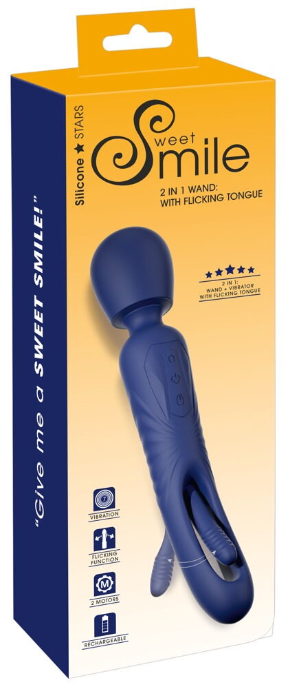 Massagestab „2in1 Wand with Flicking Tongue“, beidseitig verwendbar